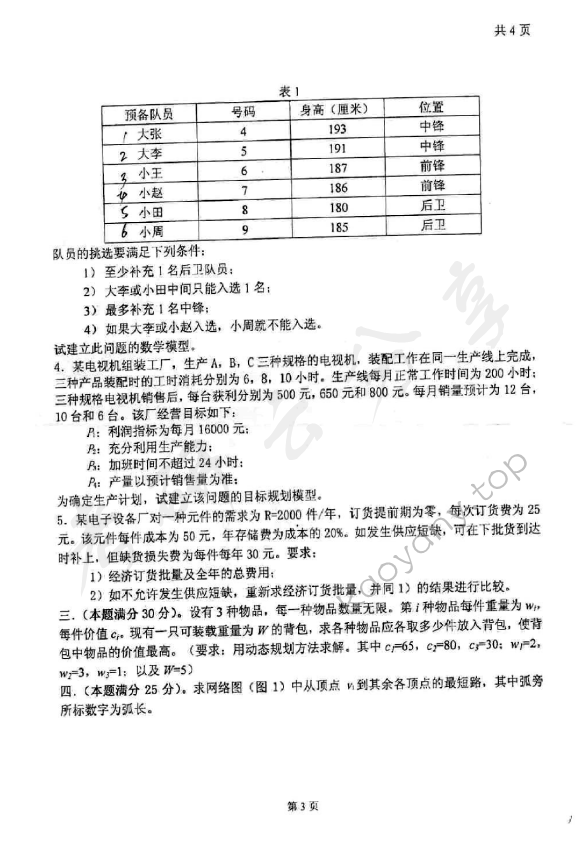 2007年太原科技大学414运筹学（A）考研真题,太原科技大学运筹学,太原科技大学,运筹学,第3张