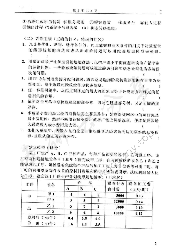 2005年太原科技大学414运筹学考研真题,太原科技大学运筹学,太原科技大学,运筹学,第3张