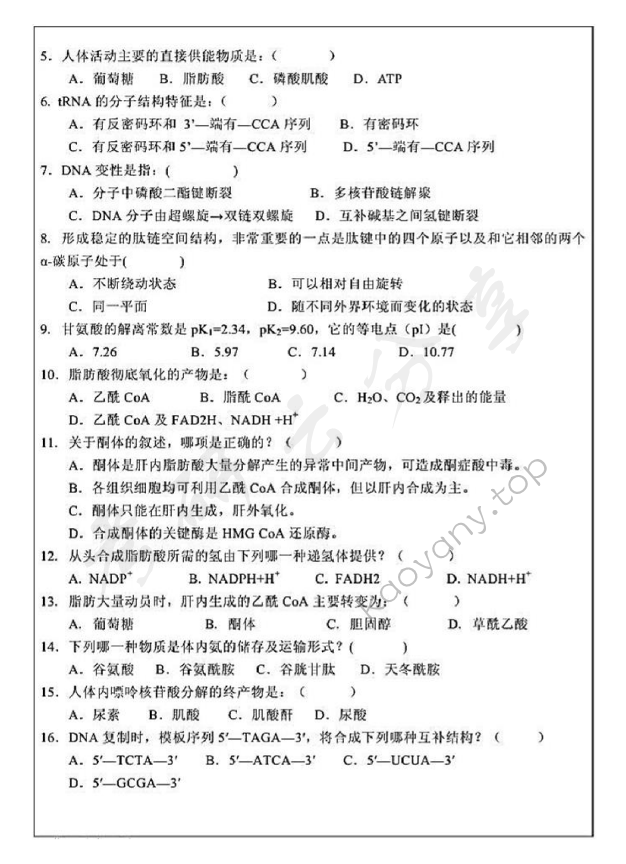 2013年温州大学825生物化学考研真题,温州大学生物化学,温州大学,生物化学,第2张