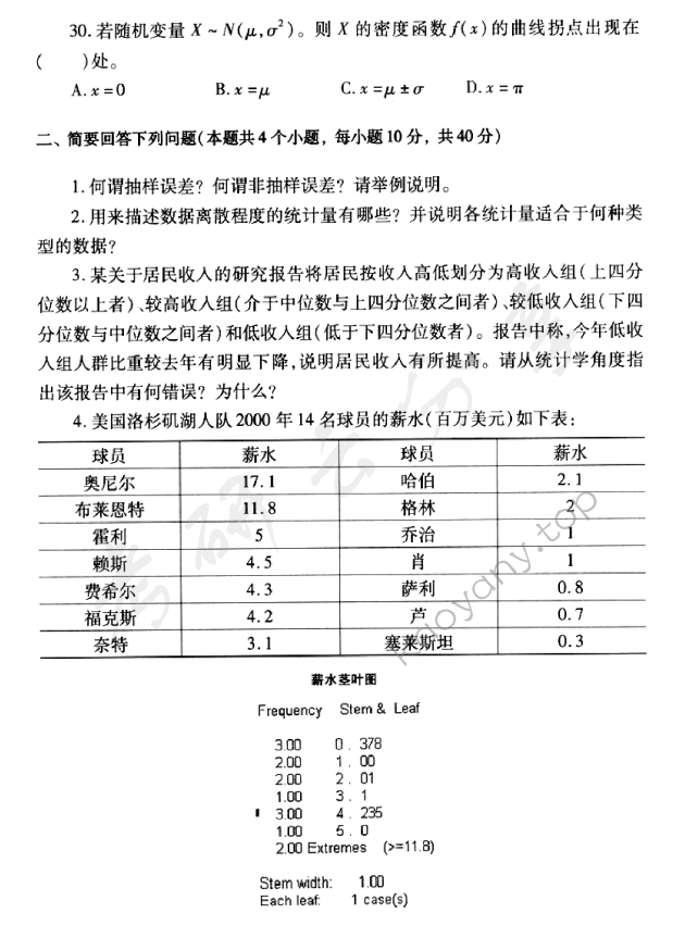 2012年首都经济贸易大学432统计学考研真题,首都经济贸易大学统计学,首都经济贸易大学,统计学,首都经济贸易大学统计学考研真题,第5张