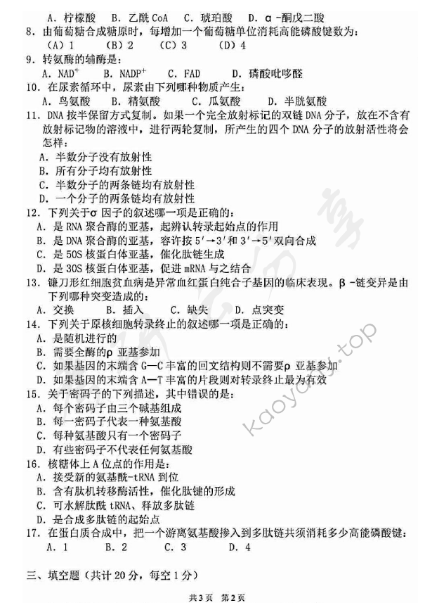 2014年湖南农业大学816生物化学（二）考研真题,湖南农业大学生物化学,湖南农业大学,生物化学,第2张