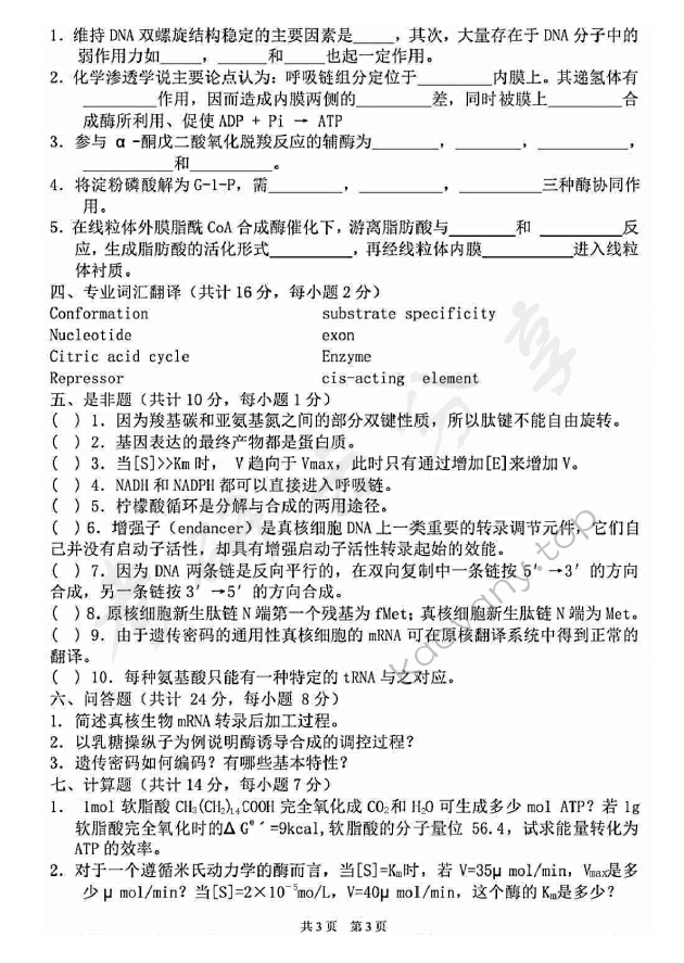 2014年湖南农业大学816生物化学（二）考研真题,湖南农业大学生物化学,湖南农业大学,生物化学,第3张