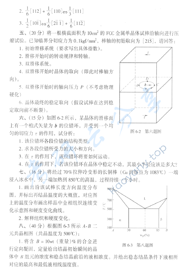 2006年清华大学材料科学基础考研真题,清华大学材料科学基础,清华大学,材料科学基础,第2张