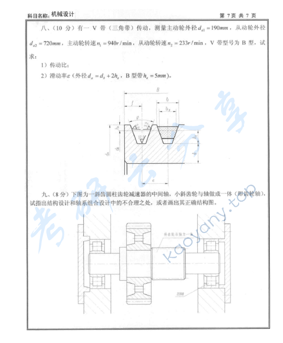 2009年沈阳工业大学机械设计考研真题,沈阳工业大学机械设计,沈阳工业大学,机械设计,第7张