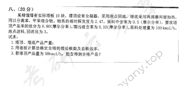 2010年沈阳工业大学919化工原理考研真题,沈阳工业大学化工原理,沈阳工业大学,化工原理,第4张