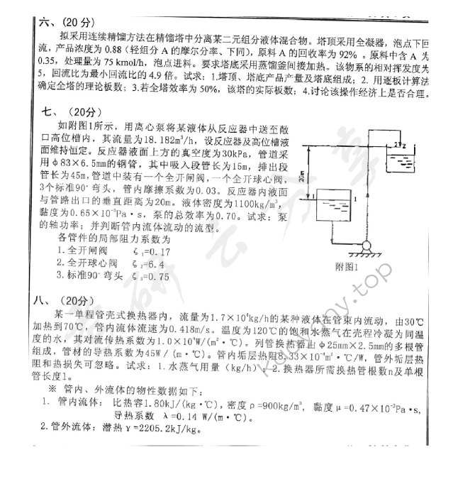 2011年沈阳工业大学819化工原理考研真题,沈阳工业大学化工原理,沈阳工业大学,化工原理,第3张