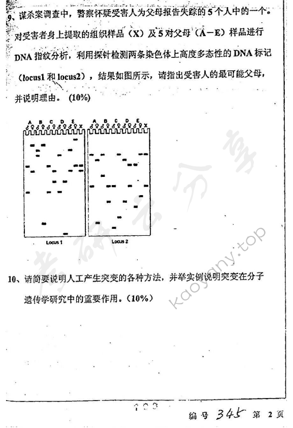 2005年浙江大学345分子生物学考研真题,浙江大学分子生物学,浙江大学,分子生物学,第2张