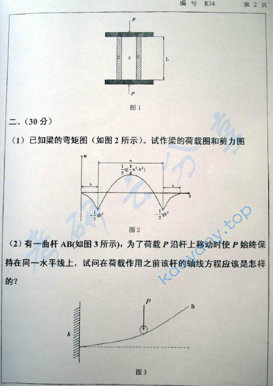 2008年浙江大学834材料力学（甲）考研真题,浙江大学材料力学,浙江大学,材料力学,第2张
