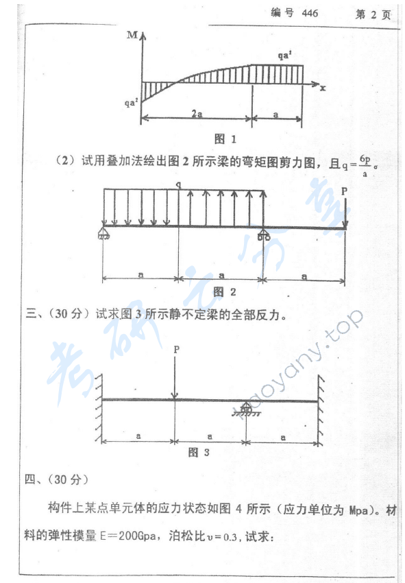 2006年浙江大学446材料力学（甲）考研真题,浙江大学材料力学,浙江大学,材料力学,第2张