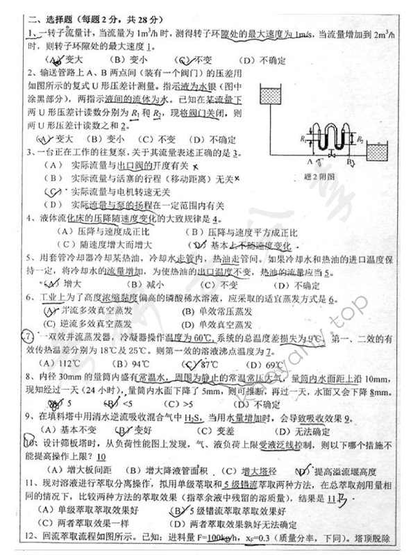 2014年浙江大学838化工原理A考研真题,浙江大学化工原理,浙江大学,化工原理,第2张