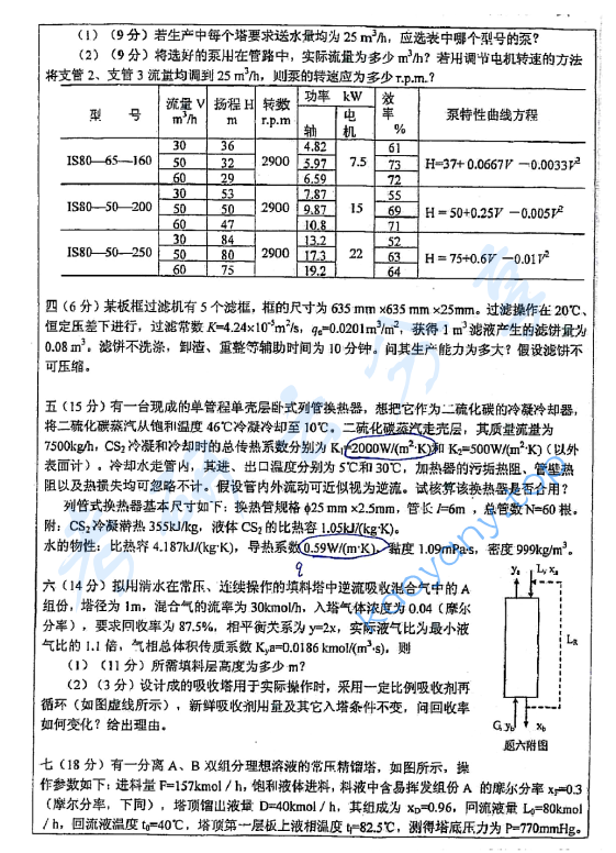 2012年浙江大学838化工原理A考研真题,浙江大学化工原理,浙江大学,化工原理,第3张