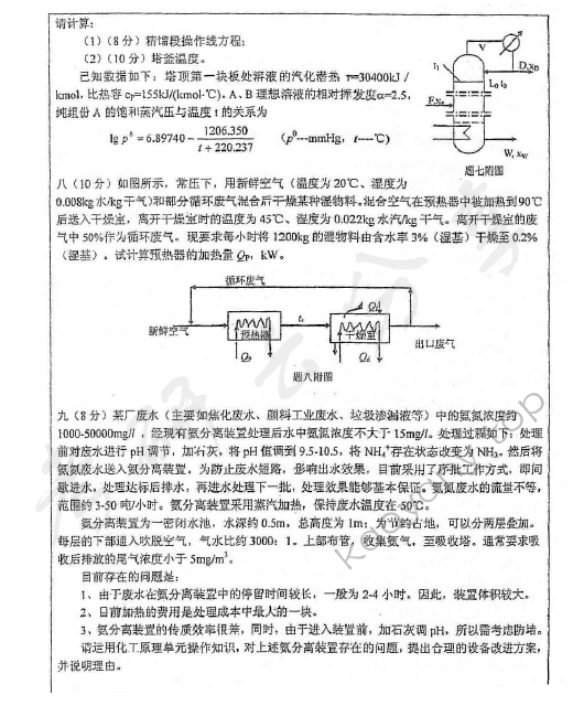2012年浙江大学838化工原理A考研真题,浙江大学化工原理,浙江大学,化工原理,第4张