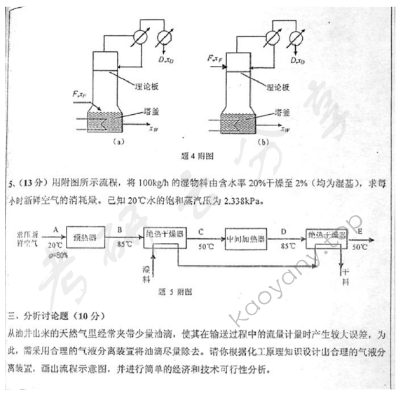 2010年浙江大学838化工原理A考研真题,浙江大学化工原理,浙江大学,化工原理,第4张