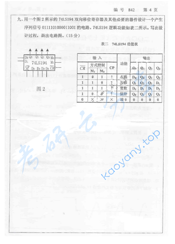2009年浙江大学842信号系统与数字电路考研真题,浙江大学信号系统与数字电路,浙江大学,信号系统与数字电路,第4张