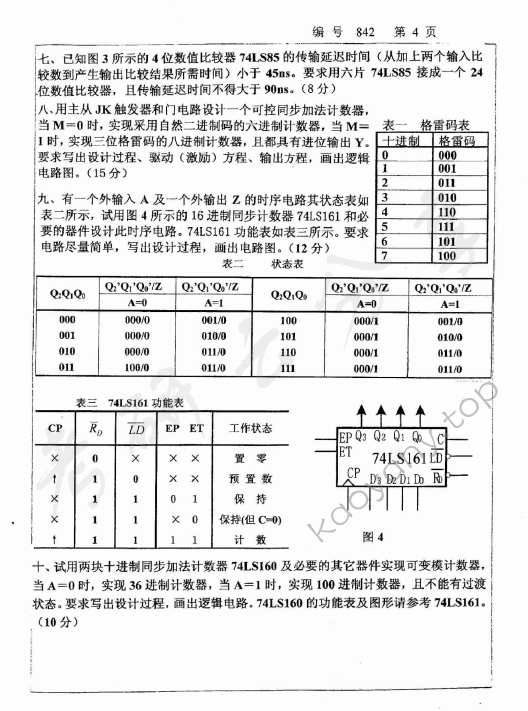 2008年浙江大学842信号系统与数字电路考研真题,浙江大学信号系统与数字电路,浙江大学,信号系统与数字电路,第4张