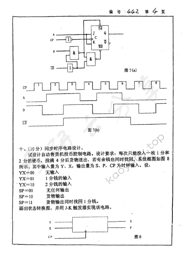 2004年浙江大学442模拟与数字电子技术考研真题,浙江大学模拟与数字电子技术,浙江大学,模拟与数字电子技术,第4张