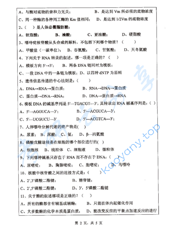 2013年浙江师范大学675生物化学考研真题,浙江师范大学生物化学,浙江师范大学,生物化学,第2张