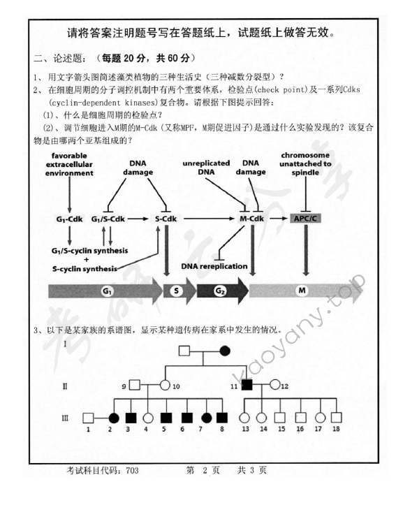 2015年首都师范大学703普通生物学考研真题,首都师范大学普通生物学,首都师范大学,普通生物学,第2张