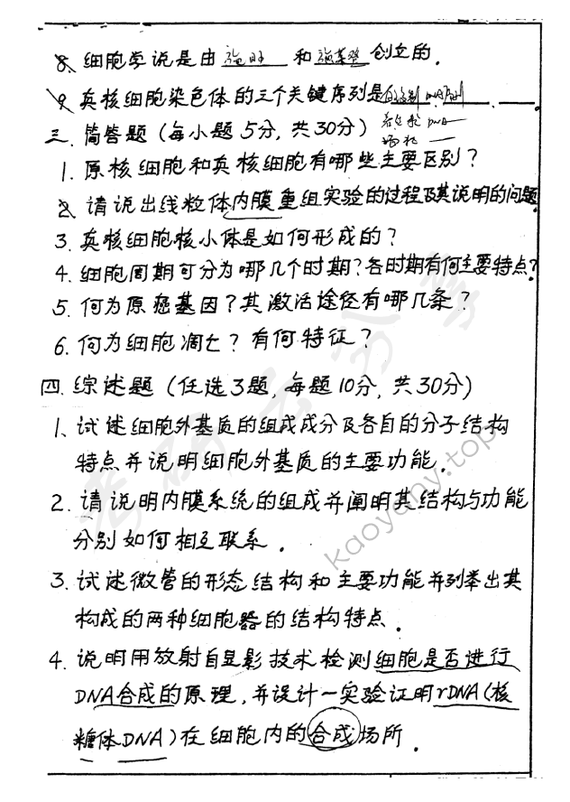 2001年山东大学细胞生物学考研真题,山东大学细胞生物学,山东大学,细胞生物学,第2张