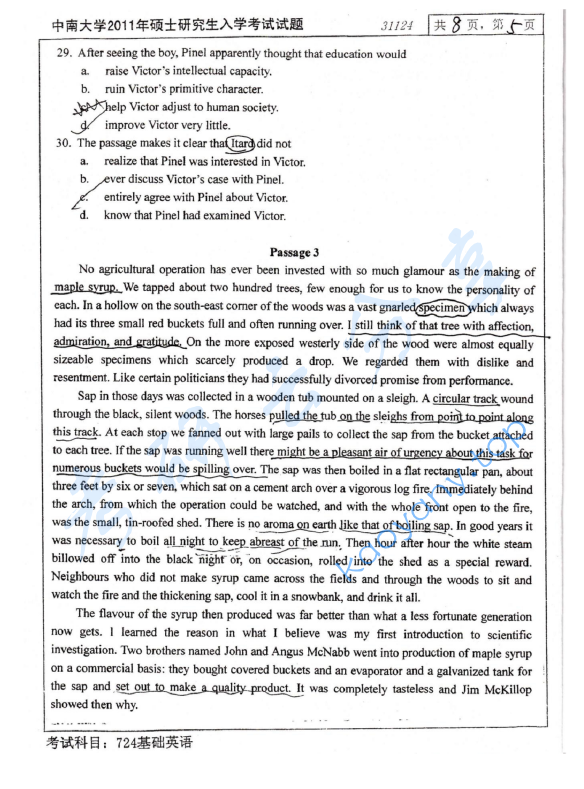 2011年中南大学724基础英语考研真题,中南大学基础英语,中南大学,基础英语,第6张