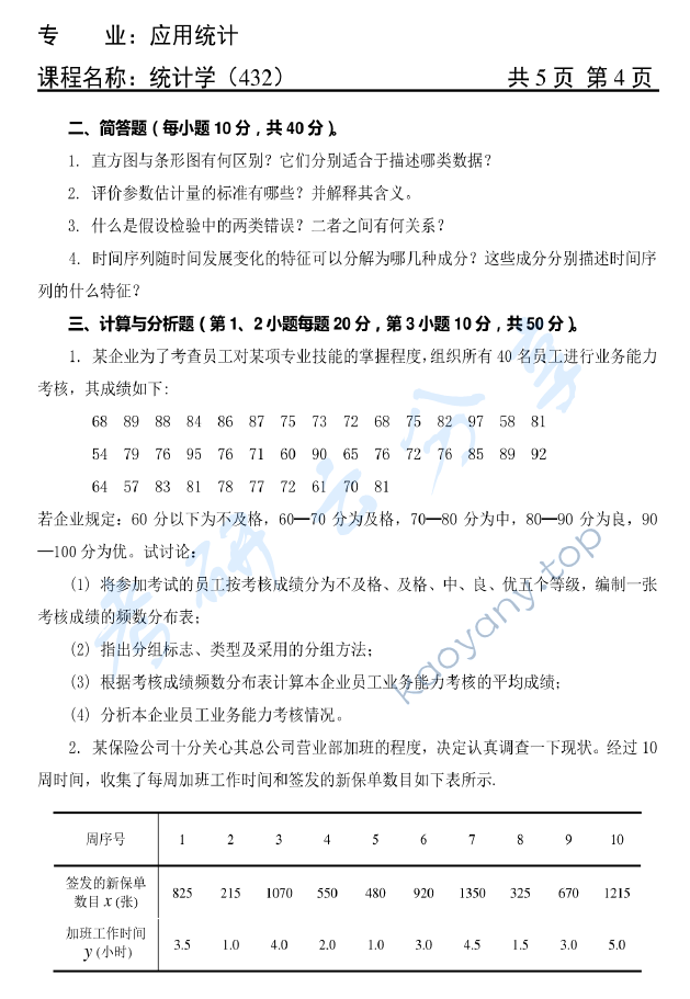 2015年天津商业大学432统计学考研真题,天津商业大学统计学,天津商业大学,统计学,第4张