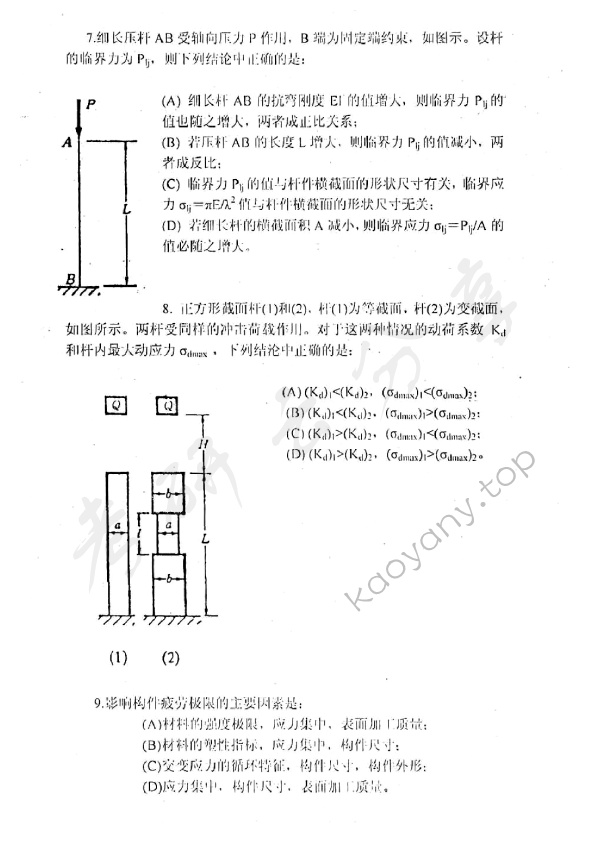 2011年上海理工大学821材料力学考研真题,上海理工大学材料力学,上海理工大学,材料力学,第3张