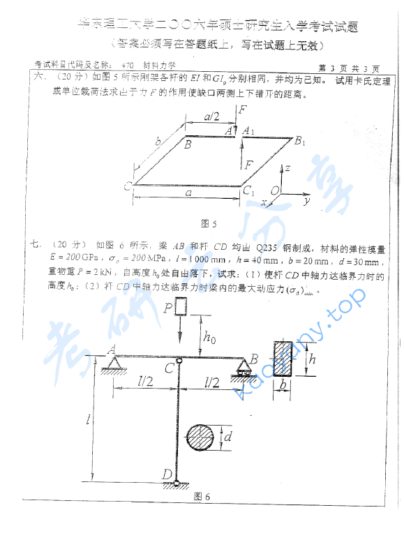 2006年华东理工大学470材料力学考研真题,image.png,华东理工大学材料力学,华东理工大学,材料力学,第3张