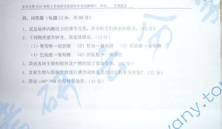2010年东华大学生物化学考研真题,东华大学生物化学,东华大学,生物化学,第4张