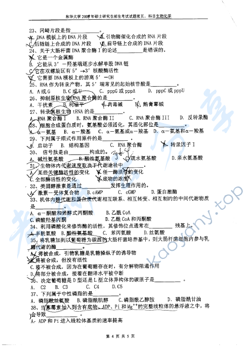 2009年东华大学生物化学考研真题,东华大学生物化学,东华大学,生物化学,第4张
