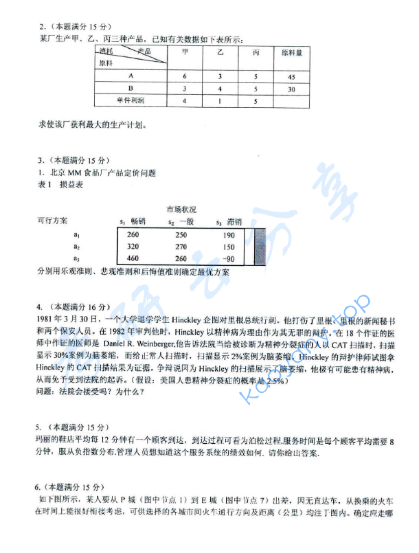 2012年上海海事大学809运筹学考研真题,上海海事大学运筹学,上海海事大学,运筹学,第2张