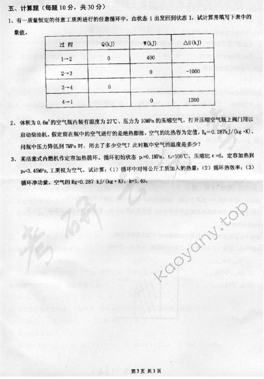 2009年上海海事大学803工程热力学考研真题,上海海事大学工程热力学,上海海事大学,工程热力学,第3张