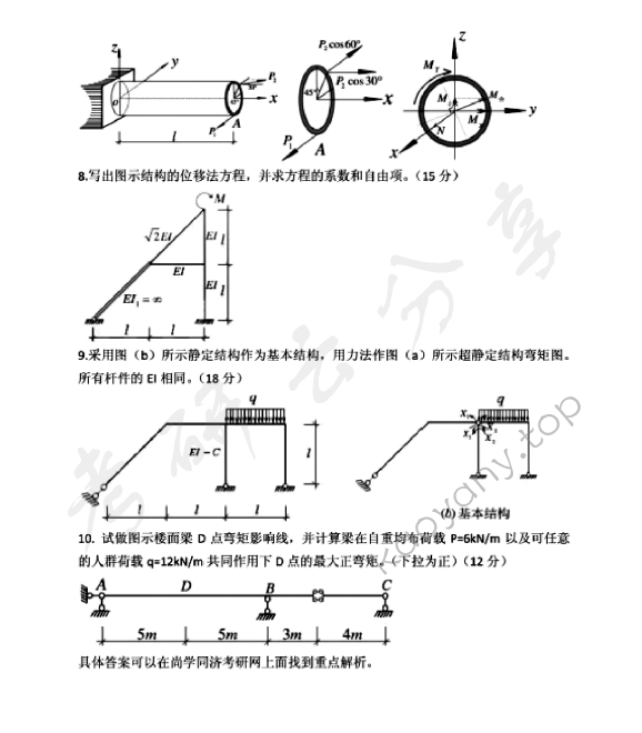 2014年同济大学808材料力学与结构力学考研真题,同济大学材料力学与结构力学,同济大学,材料力学与结构力学,第3张