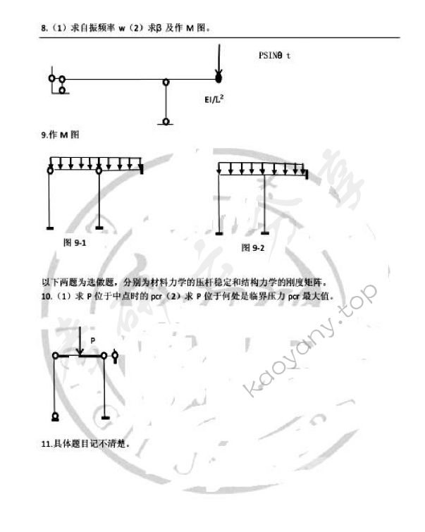 2013年同济大学808材料力学与结构力学考研真题,同济大学材料力学与结构力学,同济大学,材料力学与结构力学,第3张