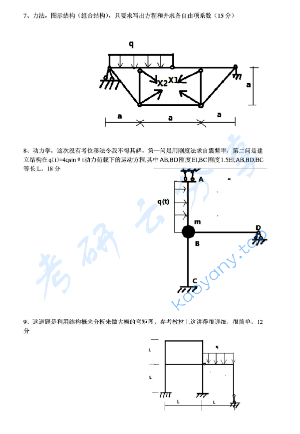 2012年同济大学808材料力学与结构力学考研真题,同济大学材料力学与结构力学,同济大学,材料力学与结构力学,第3张