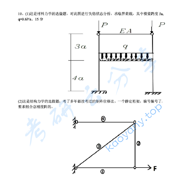2012年同济大学808材料力学与结构力学考研真题,同济大学材料力学与结构力学,同济大学,材料力学与结构力学,第4张