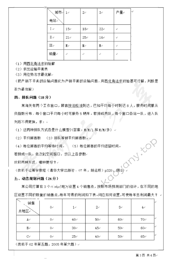 2011年上海大学运筹学考研真题,上海大学运筹学,上海大学,运筹学,第3张