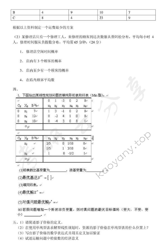 2006年上海大学运筹学考研真题,上海大学运筹学,上海大学,运筹学,第2张