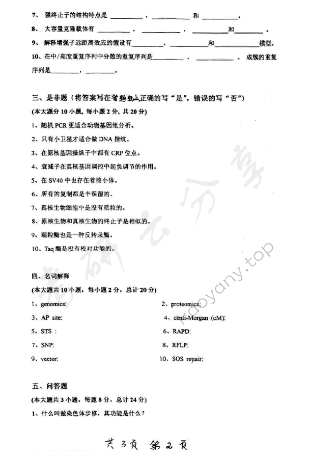 2004年上海交通大学340分子生物学考研真题,上海交通大学分子生物学,上海交通大学,分子生物学,第2张