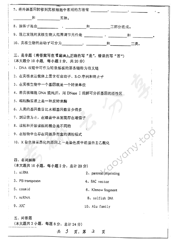 2007年上海交通大学616分子生物学考研真题,上海交通大学分子生物学,上海交通大学,分子生物学,第2张