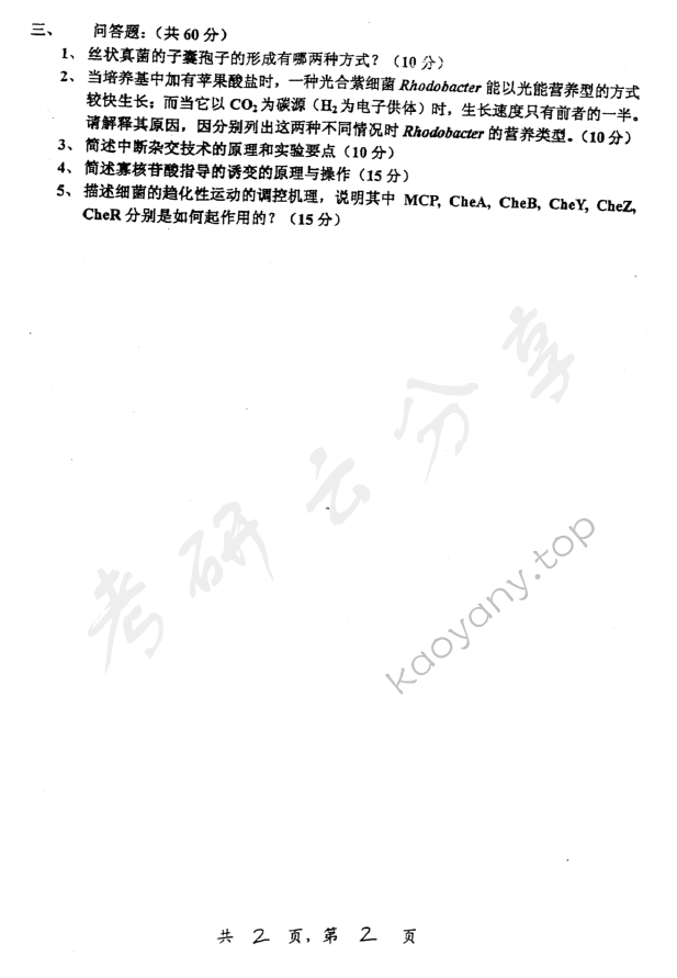 2007年上海交通大学449微生物学考研真题,上海交通大学微生物学,上海交通大学,微生物学,第2张