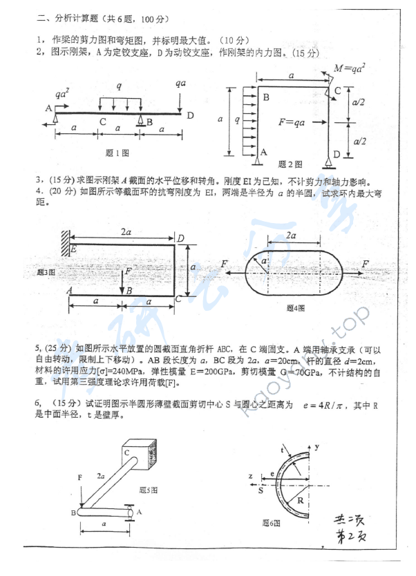 2007年上海交通大学473材料力学考研真题,上海交通大学材料力学,上海交通大学,材料力学,第2张