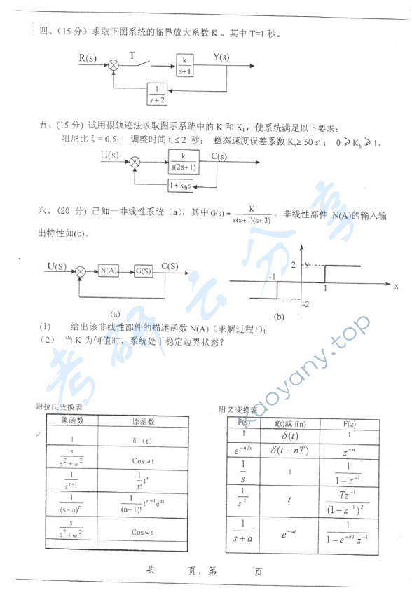 2002年上海交通大学517控制理论基础考研真题,上海交通大学控制理论基础,上海交通大学,控制理论基础,第2张