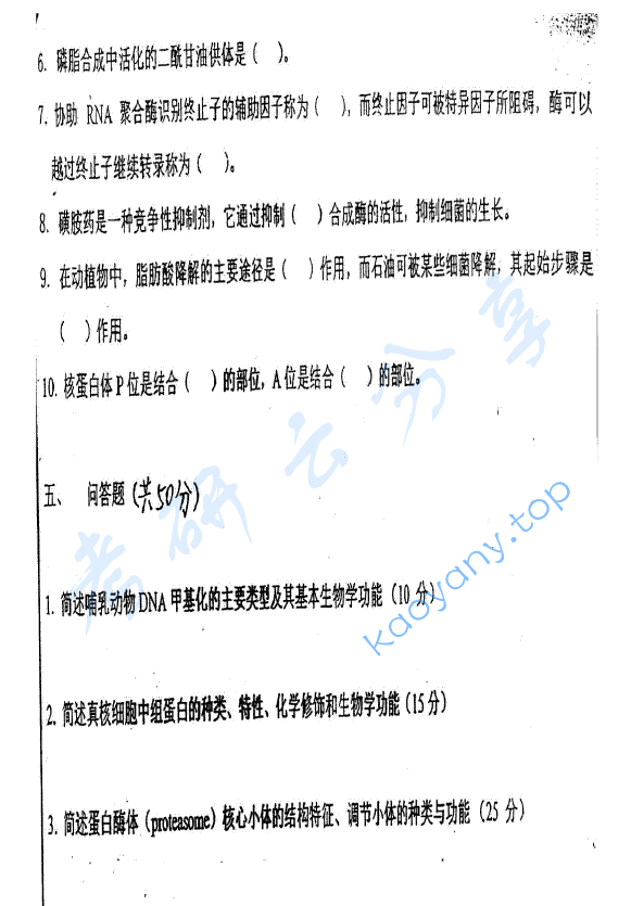 2010年华东师范大学876生物化学考研真题,华东师范大学生物化学,华东师范大学,生物化学,第4张