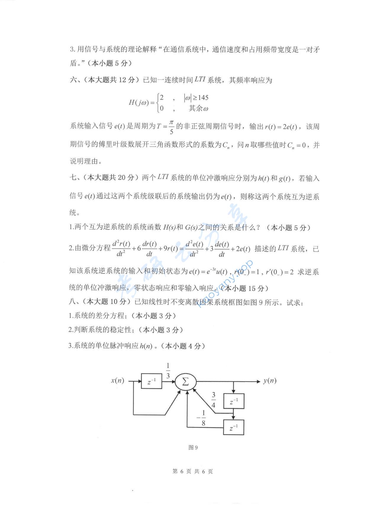 2017年杭州电子科技大学数字电路与信号系统考研真题,杭州电子科技大学数字电路与信号系统,杭州电子科技大学,数字电路与信号系统,第6张