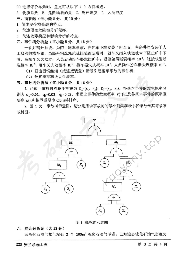 2014年江苏大学838安全系统工程考研真题,江苏大学安全系统工程,江苏大学,安全系统工程,第3张