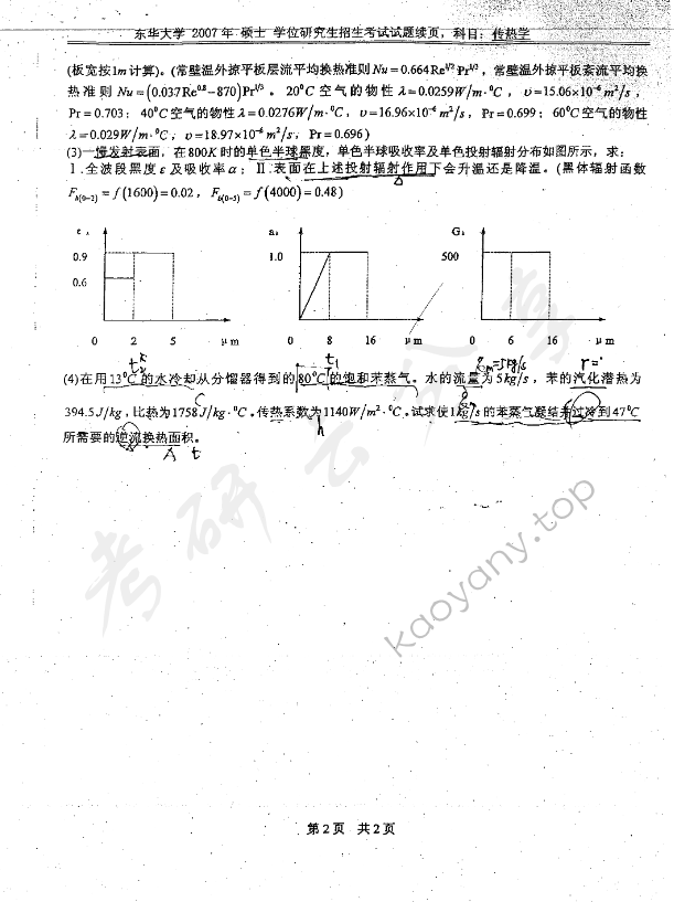 2007年东华大学传热学考研真题,东华大学传热学,东华大学,传热学,第2张