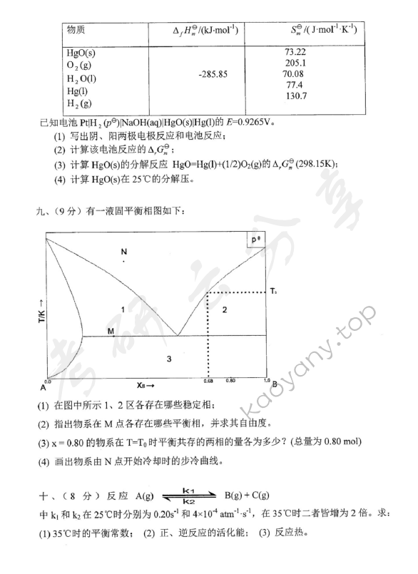 2016年东华大学622物理化学考研真题,东华大学物理化学,东华大学,物理化学,第5张