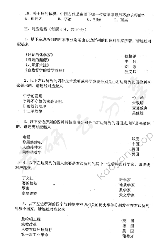 2010年东华大学628科学技术史考研真题,东华大学科学技术史,东华大学,科学技术史,第2张