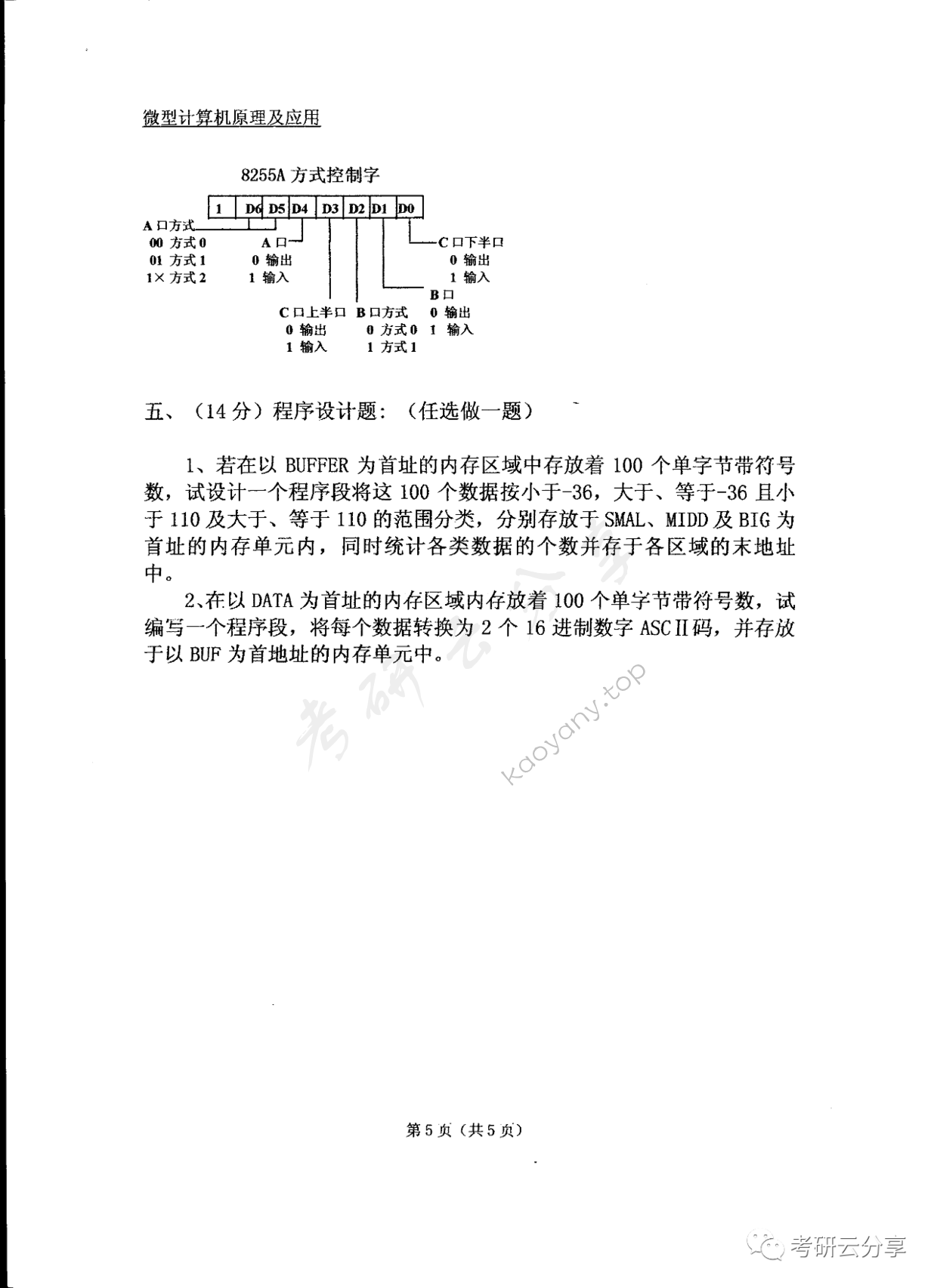 2005年东华大学微型计算机原理及应用考研真题,东华大学微型计算机原理及应用,东华大学,微型计算机原理及应用,第5张