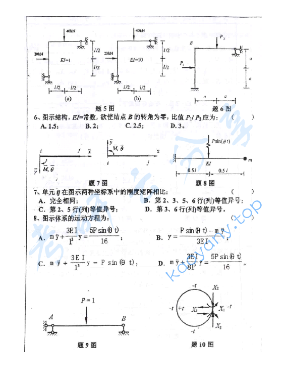 2002年浙江大学910结构力学考研真题,image.png,浙江大学结构力学,浙江大学,结构力学,第2张